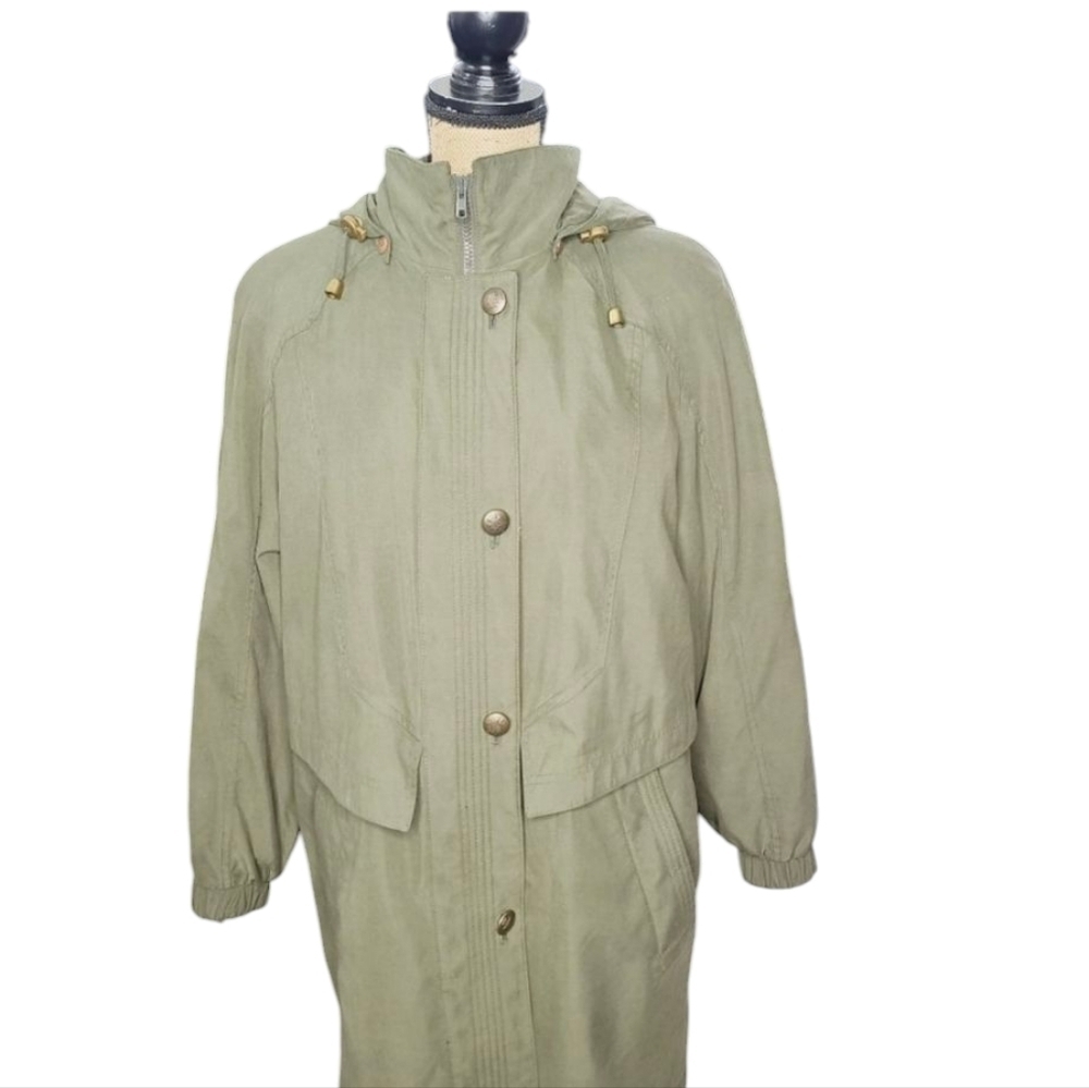 Vintage 80s Army Green Utility Parka Hooded Long Jacket